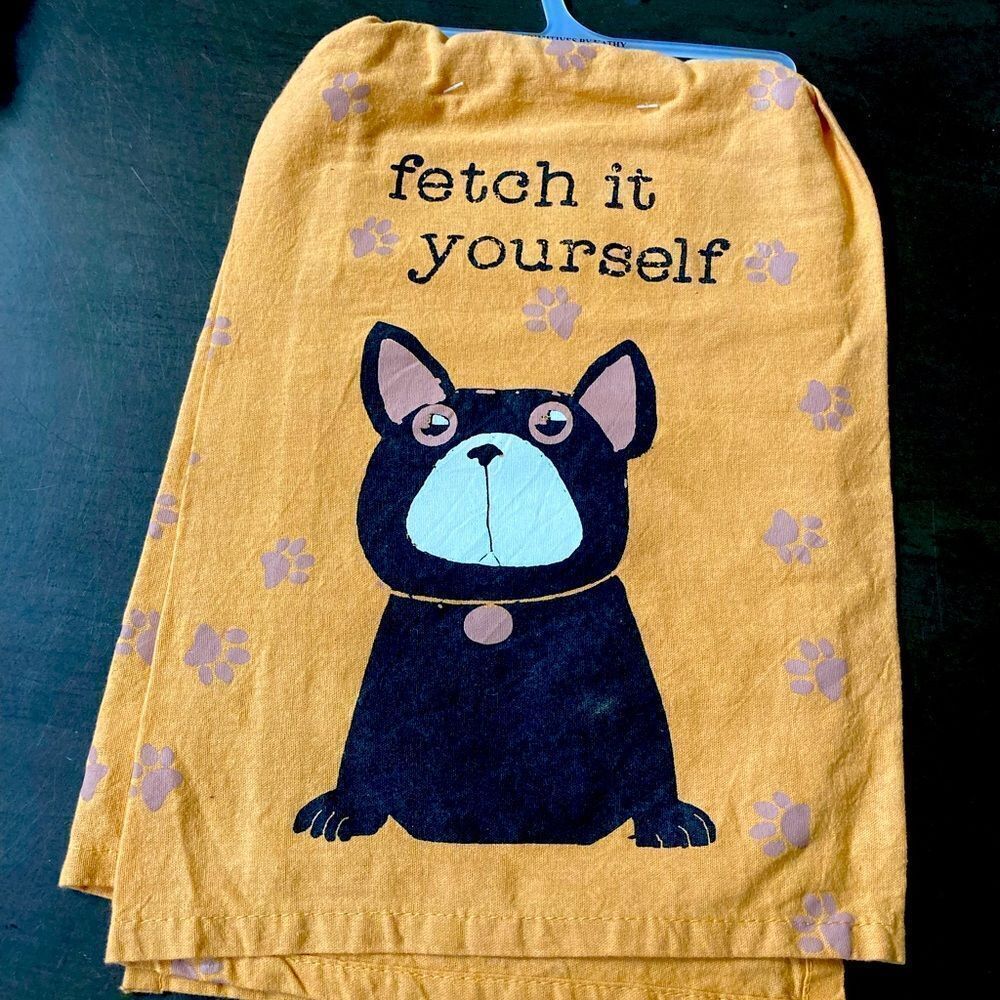 NWT Funny Dog “Fetch It Yourself” Kitchen Dish Towel